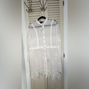 NWT Colleen Lopez White Lace Swimsuit Cover Up Size X-large